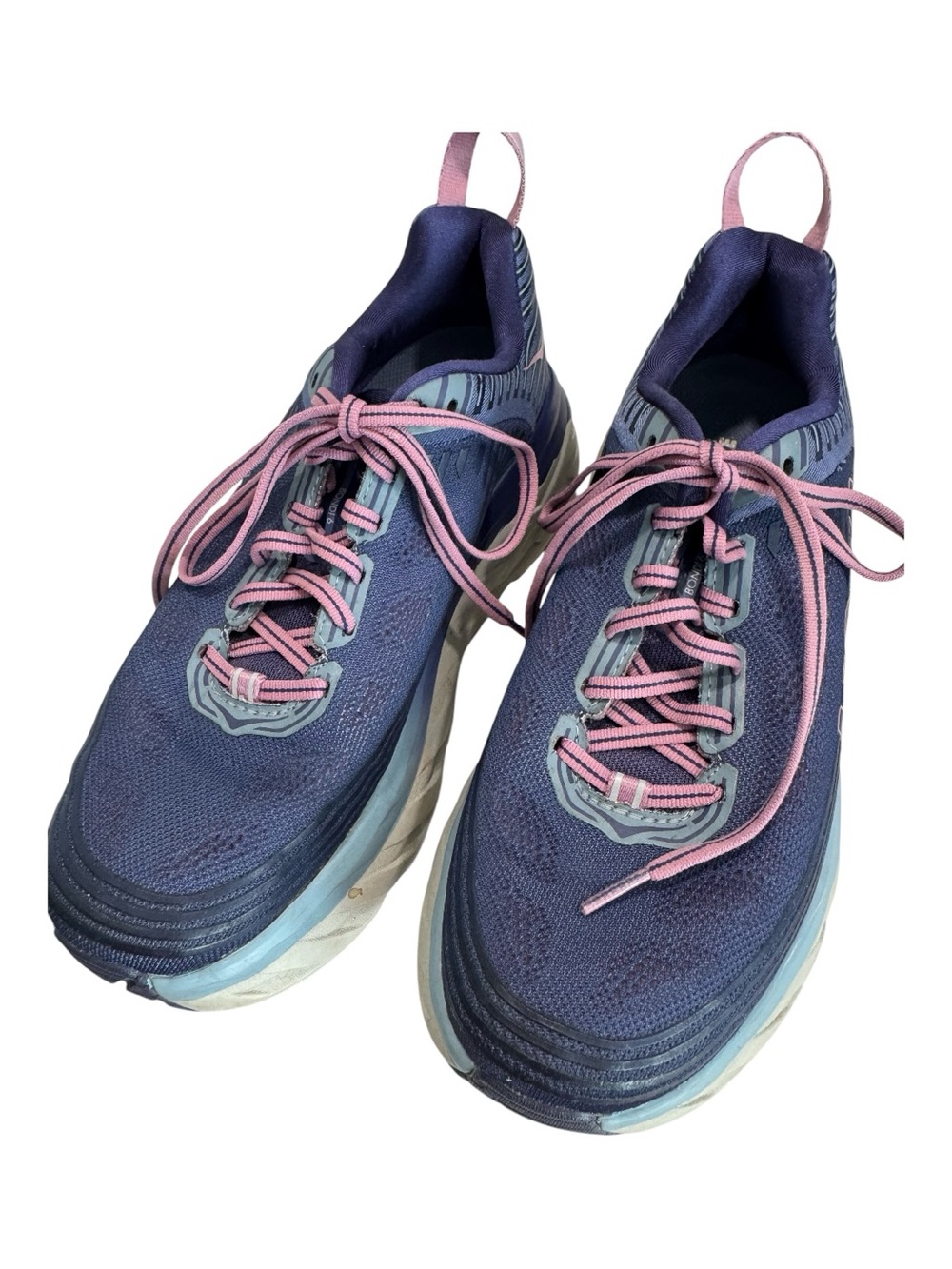 HOKA Bondi purple, blue & pink athletic shoe, size 8D